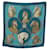 Hermès VINTAGE SCARF HERMES BRIDES LIGHT F HERON SQUARE 90 SILK BLUE SILK SCARF  ref.1239212