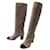 CHANEL BOOTS WITH G HEELS28056 38 BROWN SUEDE BOX BOOTS SHOES  ref.1239272