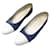 BALLERINE VINTAGE CHANEL 36.5 SCARPE IN PELLE TRAPUNTATA IN TELA DENIM Blu  ref.1239318