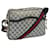 GUCCI GG Canvas Sherry Line Shoulder Bag PVC Leather Gray Red Navy Auth ti1224 Grey Navy blue  ref.1239755