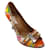 Christian Dior White Multi Floral Printed Bow Detail Logo Plaque Peep Toe Pumps Multiple colors Cloth  ref.1240242
