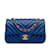 Bolsa com aba retangular Chanel Mini Chevron acolchoada em pele de cordeiro azul Couro  ref.1240279