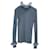 Chanel Suéter de cuello alto con volantes de malla y punto de lana azul grisáceo  ref.1241040