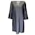 Autre Marque Amina Rubinacci Azul Oscuro / Vestido de cambray de mezclilla con brillo metalizado plateado Algodón  ref.1242085