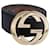 Cintura Gucci con fibbia GG in pelle nera Nero Vitello simile a un vitello  ref.1242288