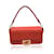 Fendi Bolso de hombro baguette de cuero con logo FF en relieve rojo anaranjado  ref.1242323
