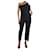 Msgm Black one-shoulder ruffled jumpsuit - size UK 8 Polyester  ref.1242500