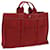 Hermès Sacola HERMES Deauville MM em lona vermelha Auth 65875 Vermelho  ref.1242891