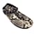 Autre Marque Pedro Garcia Beige / Flache schwarze T-Riemen-Sandalen aus Schlangenleder mit Spikes Mehrfarben Exotisches Leder  ref.1243185