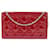 Christian Dior Red Cannage Lady Dior Pouch Leather  ref.1243239
