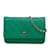 Wallet On Chain Carteira Chanel Clássica de Pele de Cordeiro Verde em Bolsa Crossbody com Corrente Couro  ref.1243317