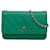 Wallet On Chain Carteira Chanel Verde Clássica em Pele de Cordeiro com Corrente Couro  ref.1244393