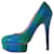 Charlotte Olympia Heels Blue Green Suede Leather  ref.1244560