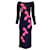 Autre Marque Carolina Herrera Blu Navy / Abito longuette in maglia elasticizzata floreale rosa Viscosa  ref.1246208