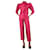 Autre Marque Conjunto de pantalón y top de raso con hombros abullonados en color rosa - talla S Poliéster  ref.1247013