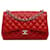 Chanel Red Jumbo Classic Aba forrada de pele de cordeiro Vermelho Couro  ref.1165815