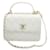 Chanel – Kleine, trendige CC-Flap-Tasche aus gestepptem Lammleder in Weiß  ref.1246283