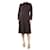 Prada Vestido midi marrom plissado - tamanho UK 14  ref.1246599