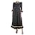 Autre Marque Vestido negro con ribete de volantes y flores - talla UK 8 Algodón  ref.1247260
