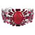 NEW PHILIPPE FERRANDIS RED STONE CUFF BRACELET 24 CM SILVER BANGLE Silvery Metal  ref.1247470