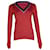 Diane Von Furstenberg V-Neck Check Sweater in Red Viscose Cellulose fibre  ref.1247938