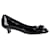 Salvatore Ferragamo Vara Bow Peep-Toe-Pumps aus schwarzem Lackleder  ref.1247951