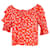 Ganni Silvery Floral Off-Shoulder Top in Red Viscose Cellulose fibre  ref.1247969