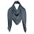 Louis Vuitton LV Shawl monogram silk Carbone colour Grey  ref.1248141
