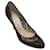 Jimmy Choo Negro / Zapatos de tacón de piel y encaje bordado de tul de malla beige Cuero  ref.1249105