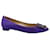 Manolo Blahnik Zapatos planos de punta satinada de color morado con adornos plateados Púrpura Cuero  ref.1251297