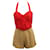 Autre Marque Red and Brown Romper with Pleated Front Polyester  ref.1251328