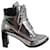 Stuart Weitzman Lace-up Metallic Leather Ankle Boots Silvery  ref.1251378