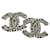 Chanel CC A17K Classic Crystal Ruthenium Hardware Logo Earrings box Black Metal  ref.1251686