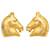 Hermès Pendientes de clip Cheval de oro Hermes Dorado Metal Chapado en oro  ref.1251704