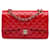 Chanel Red Medium Classic Patent gefütterte Klappe Rot Leder Lackleder  ref.1251733