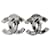 Chanel Brincos CC A15B com logotipo, brincos clássicos de cristal BHW, caixa de brincos de tarraxa. Preto Metal  ref.1251744