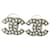 Chanel Pendientes de perlas clásicos CC A14S Logo BHW con caja Negro Metal  ref.1251746