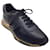 Autre Marque Salvatore Ferragamo Black / Gold Detail Suede Trimmed Leather Sneakers  ref.1252329