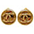 Chanel Gold CC Clip On Earrings Golden Metal Gold-plated  ref.1252703