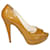 Prada Yellow Vernice Chic Peep Toe Pumps Leather  ref.1253210