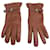 Moschino Lined Gloves with Heart Detail in Brown Leather   ref.1253279