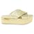 Miu Miu Gold Glitter Platform Wedges Dourado Metálico Couro  ref.1253365