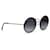 Chanel Black Chain-Link Accent Round Sunglasses Plastic Gold-plated  ref.1253713