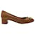 Salvatore Ferragamo Brown Lambskin Fiamma 40 block heels Leather  ref.1253871