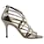 Jimmy Choo Silver Embossed Cage Sandals Silvery Metallic Leather  ref.1253880
