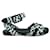 Hermès Sandalias alpargatas en blanco y negro Cuero  ref.1254023