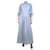 Autre Marque Robe midi rayée bleue à manches bouffantes - taille S Coton  ref.1254100
