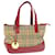 BURBERRY Nova Check Hand Bag Nylon Leather Beige Red Auth 63499  ref.1255224
