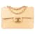 Chanel piel de cordero acolchada 24Bolso K Gold Jumbo con solapa única Beige Lienzo  ref.1256138