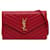 Carteira Saint Laurent Red Grain de Poudre Monograma Chevron Matelasse Envelope com Corrente Vermelho Couro Bezerro-como bezerro  ref.1256345